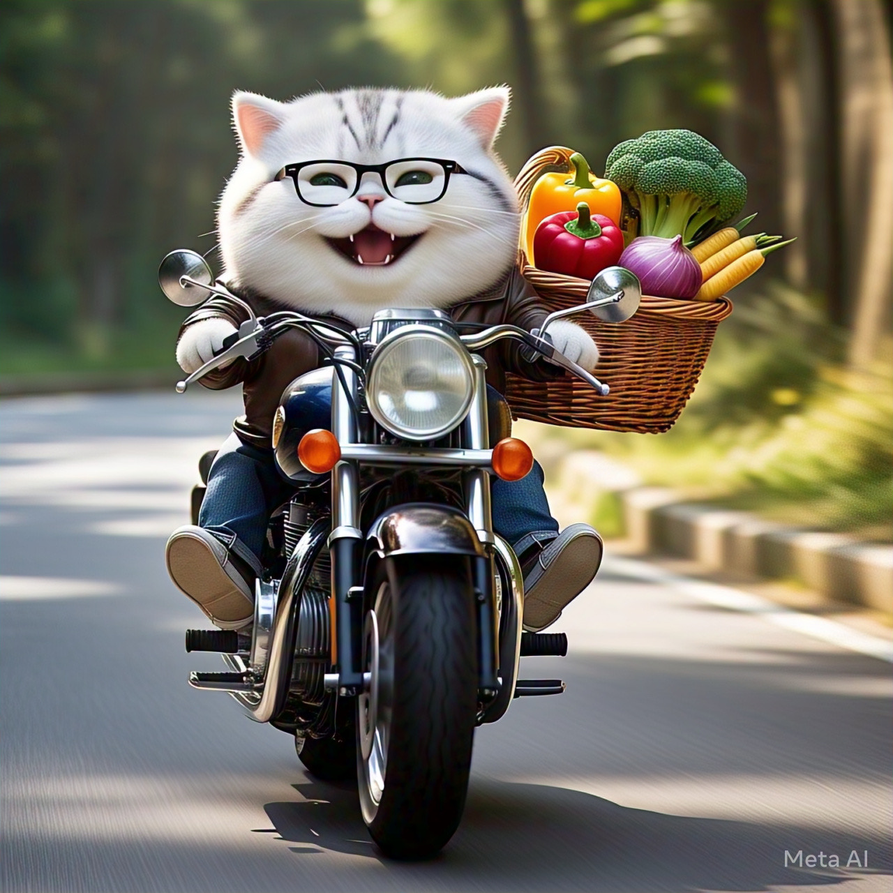 Mèo lái xe dễ thương